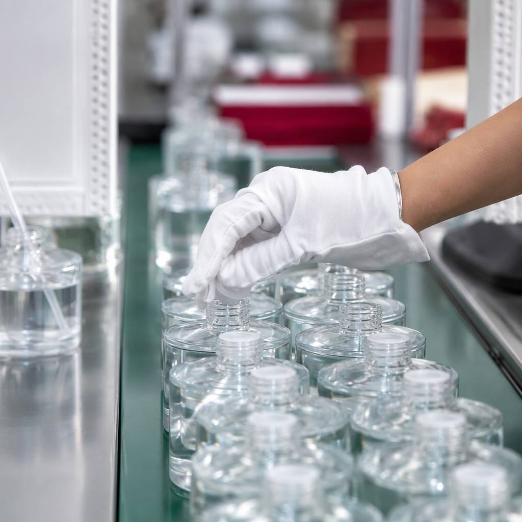 Automated assembly line for wholesale reed diffuser and aromatherapy product supply